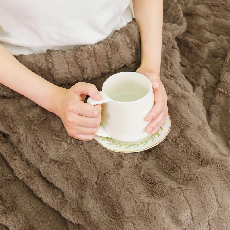 Home Soft Things Brown Saga Double Sided Faux Fur Throw, 60" x 80", Taupe Com... gallery