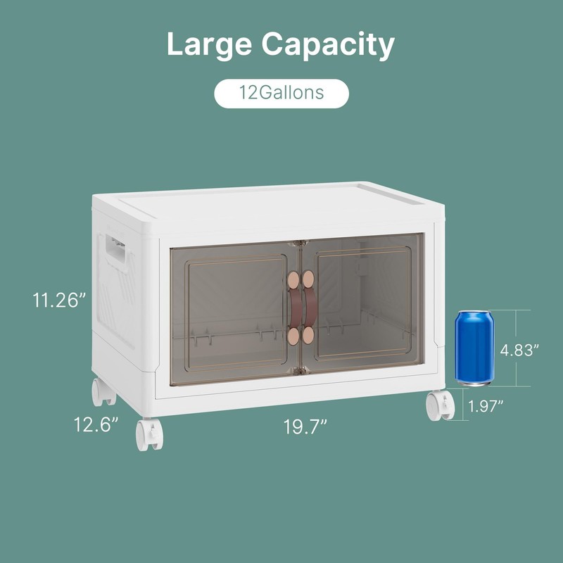 144QT Lockable Storage Bins with Lids - Stackable Storage Cabinet with Doors ... gallery