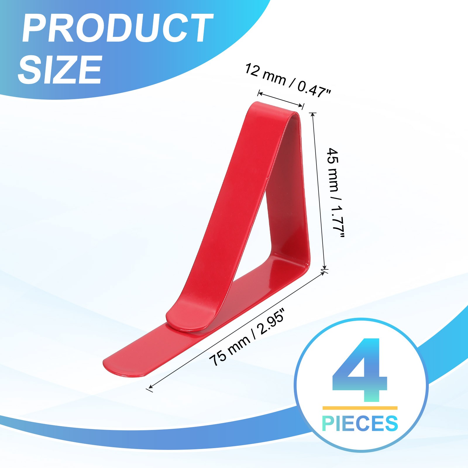 4 Pack Tablecloth Clips, 2.95" x 1.77" Table Cloth Cover Clamps, Red gallery