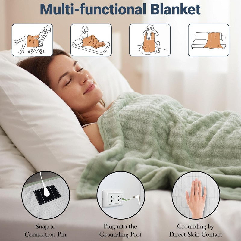 Grounding Blanket Grounding Sheets Queen, Grounding Throw for Improved Sleep, Re gallery