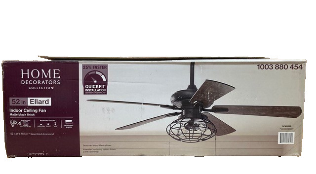 HD Ellard Ceiling Fan 1003880454 Indoor 52" LED Light, Matte Black gallery