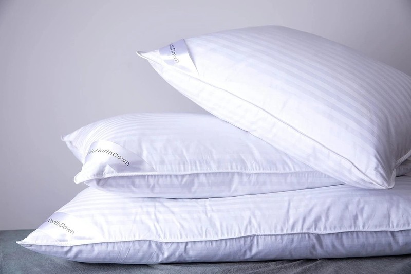 Luxury Premium Goose Down Pillows - Standard 20x26 inch - White Stripe gallery