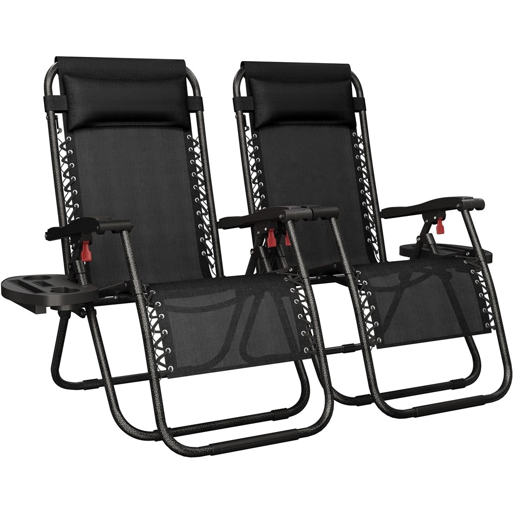 2PCS Zero Gravity Recliner Chair Foldable Outdoor Patio Lounge with Cupholder gallery