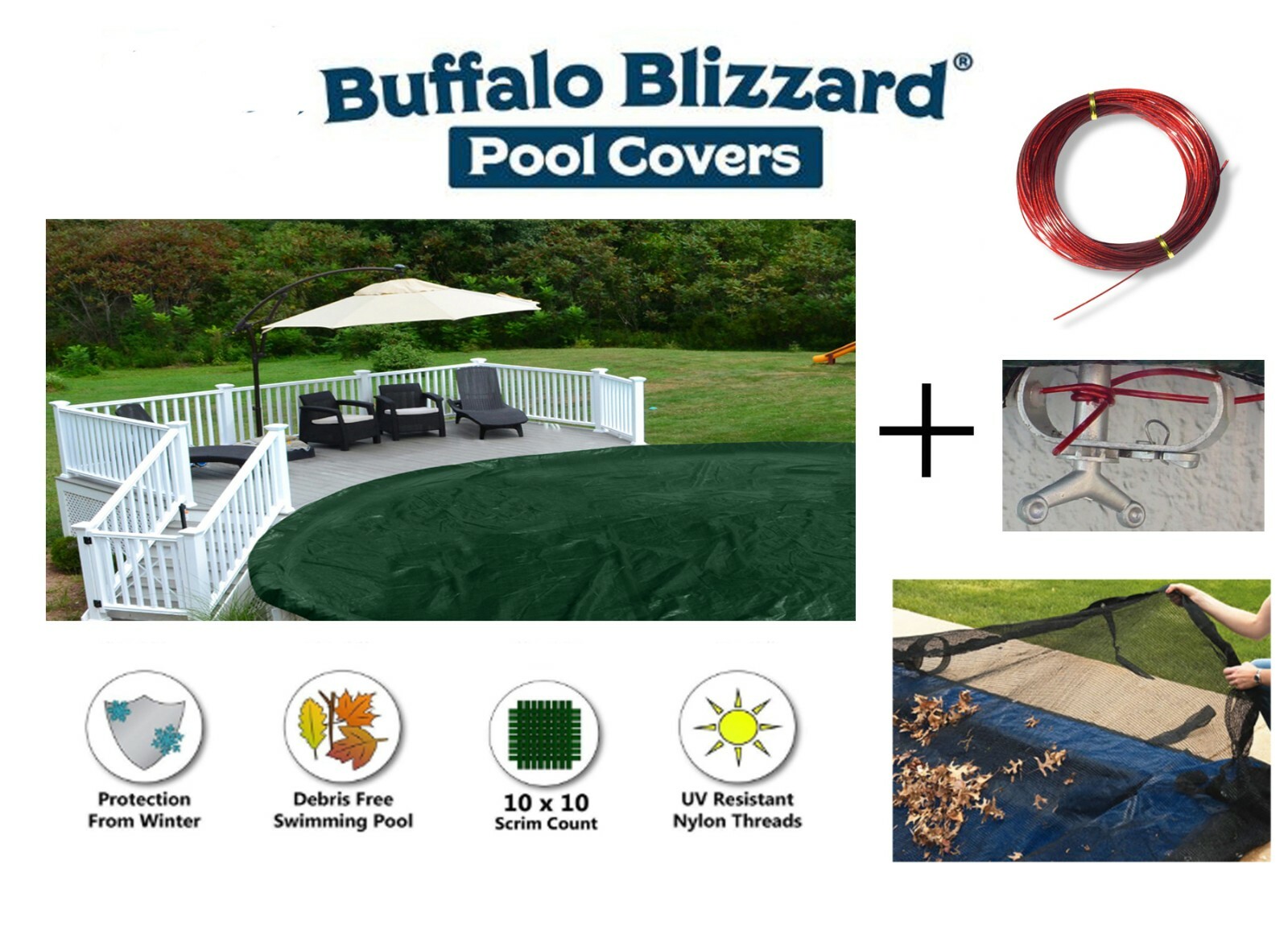 Buffalo Blizzard Swimming Pool Supreme Winter Cover w/ Leaf Net - (Choose Size) gallery