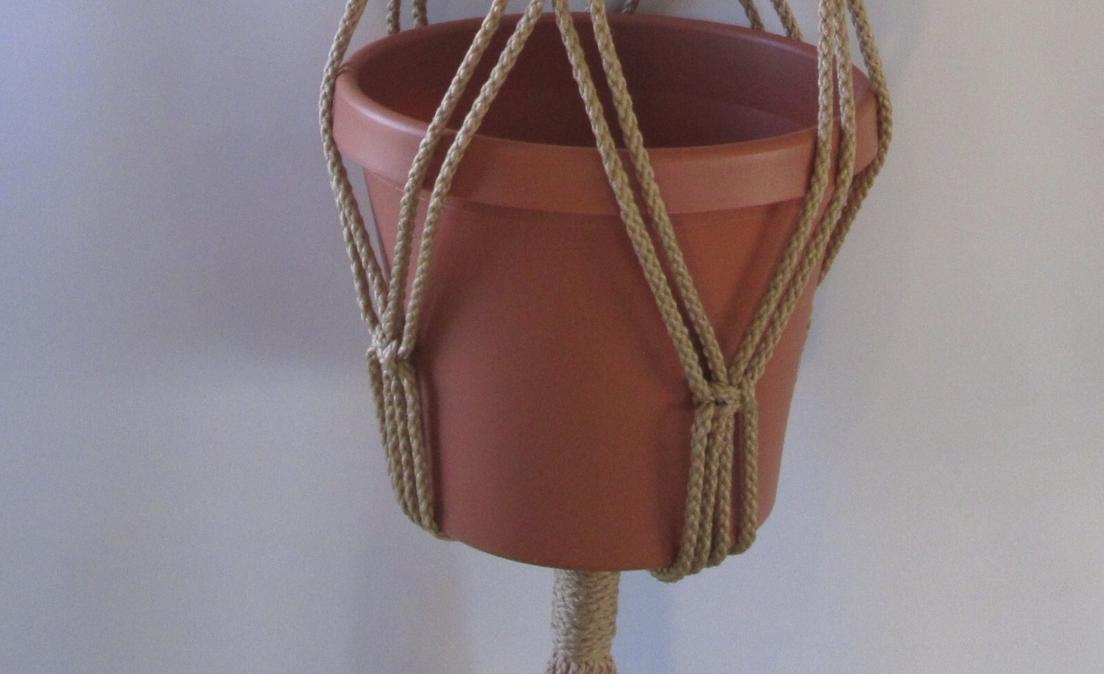 MACRAME Plant Hanger 36 in Deluxe Style - 6mm Cranberry Cord (Choose Cord Color) gallery