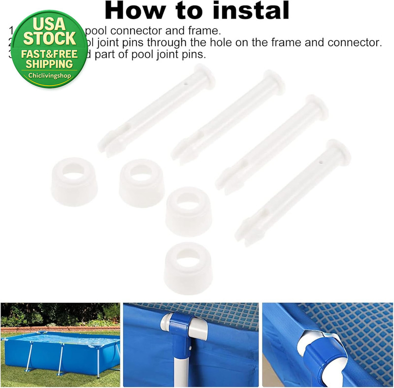 36 Pcs Plastic Pool Joint Pins Seals Compatible Intex 13-24 FT Metal Frame gallery