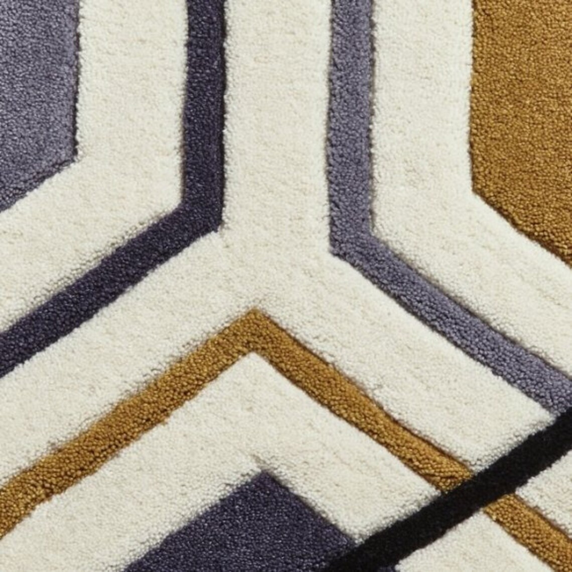 Area Rugs 5' x 8' Kong Geometric Pattern Grey Yellow Hand Tufted Think Rugs gallery