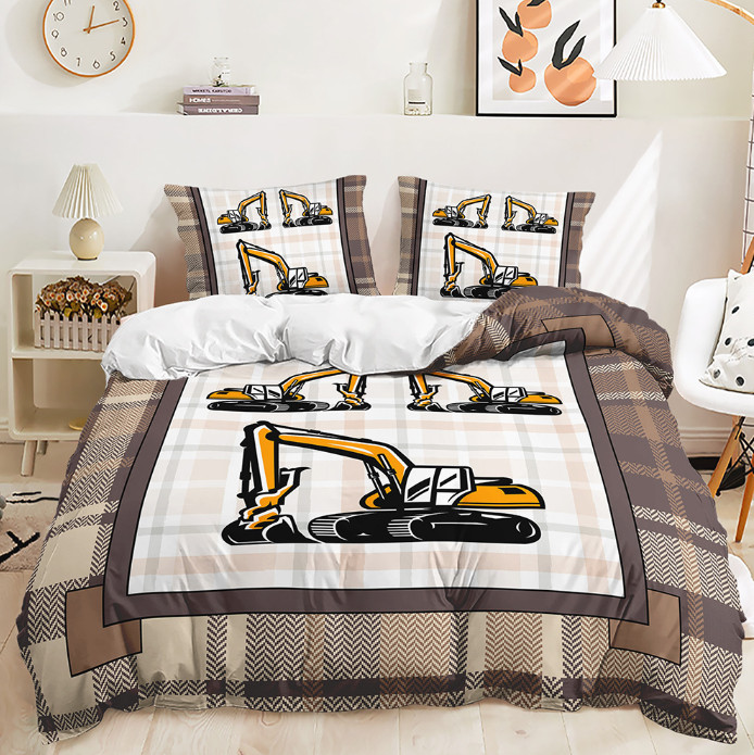 Digger Dump Truck Excavator Single/Double/Queen/King Bed Quilt Cover Set gallery