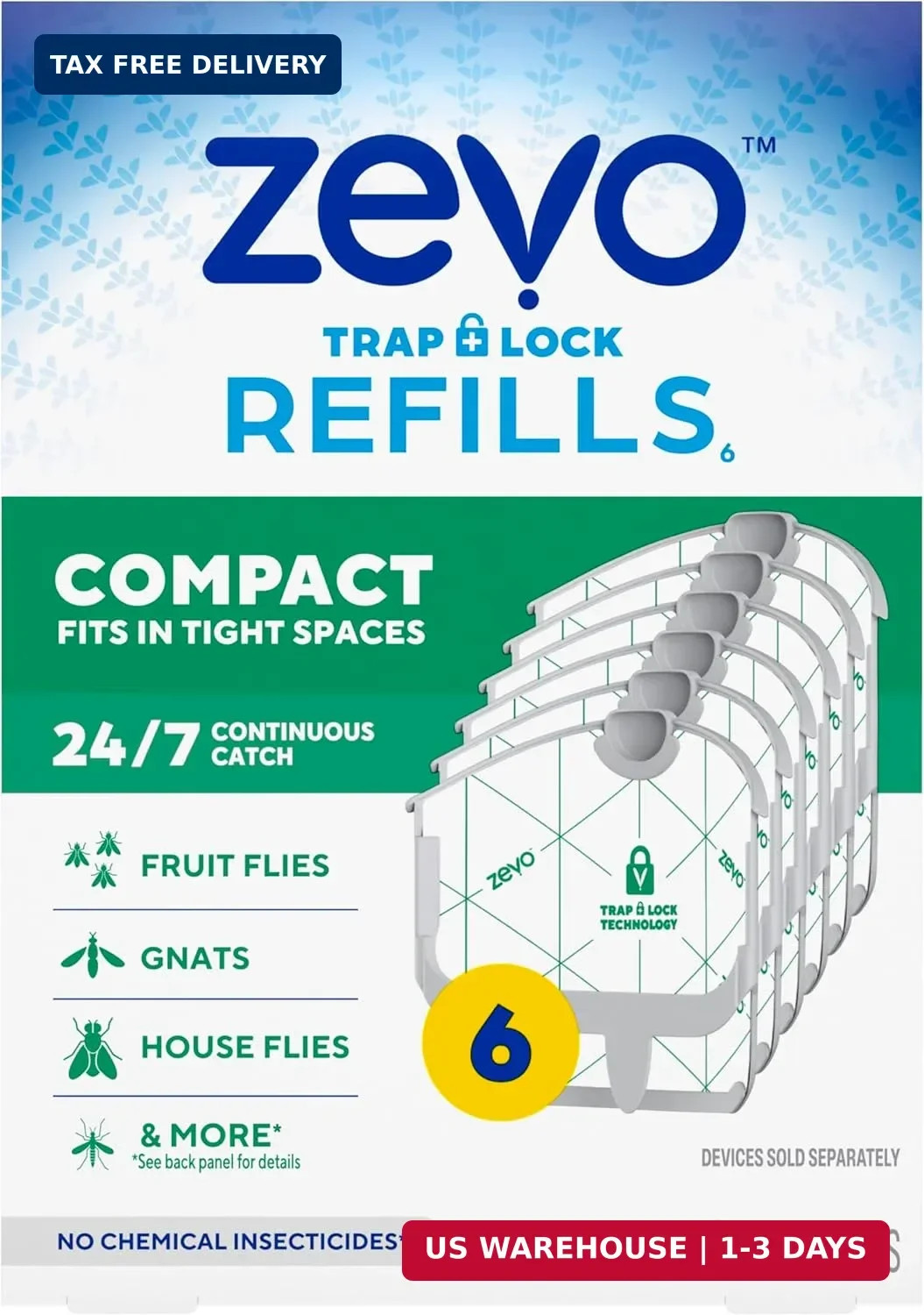 Flying Insect Trap Official Refill Cartridges - Fits Zevo Compact & Plant Indoor gallery