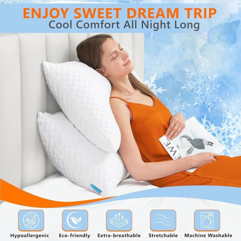 Dual-Temperature Adjustable Cooling Pillow - Standard Size, Breathable Comfort gallery