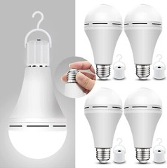 4Pcs LED Rechargeable Emergency Light Bulb 60W Equivalent 1200mAh Battery Backup