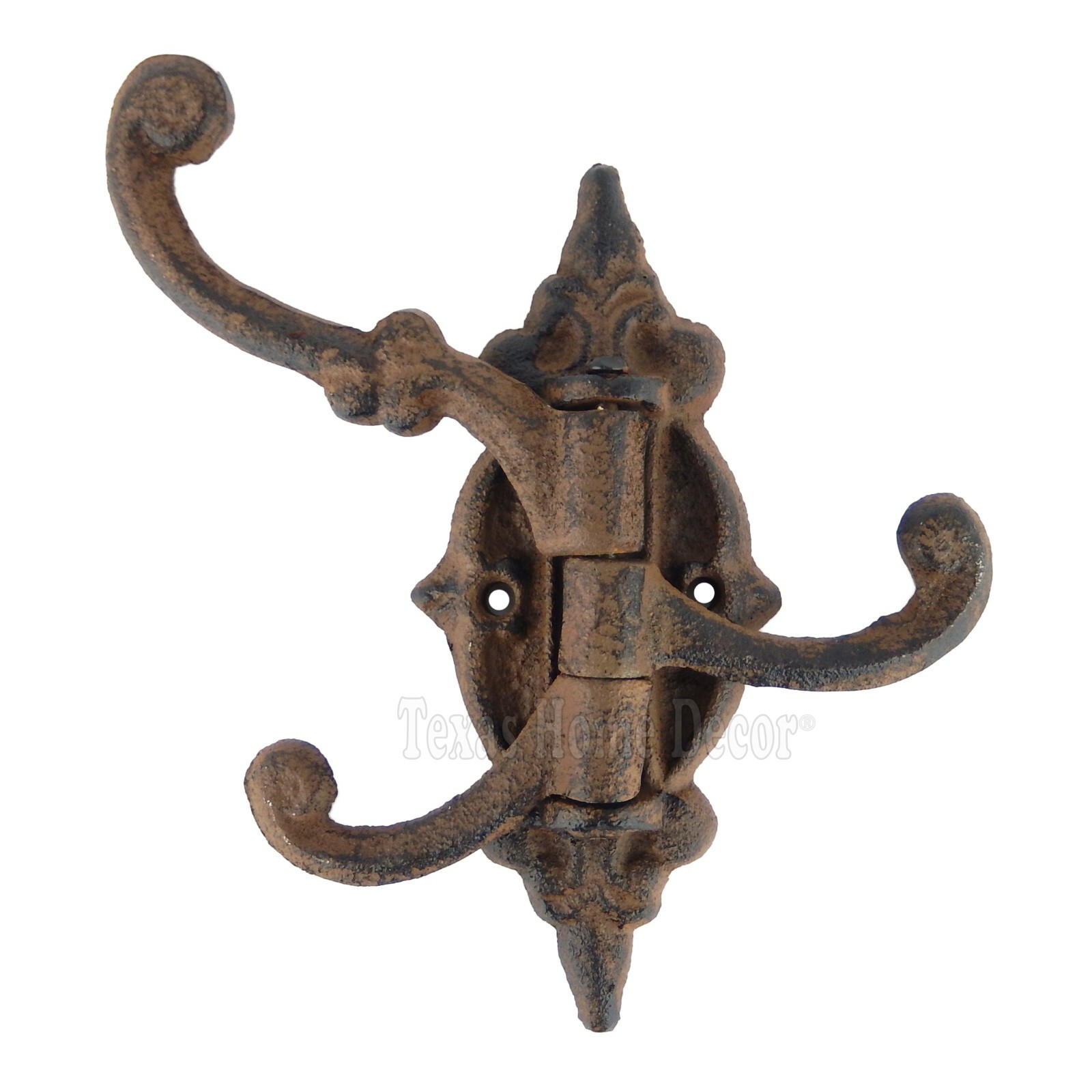 Rustic Swivel Hook Fleur De Lis Cast Iron Coat Hat Purse Towel Hanger Victorian gallery