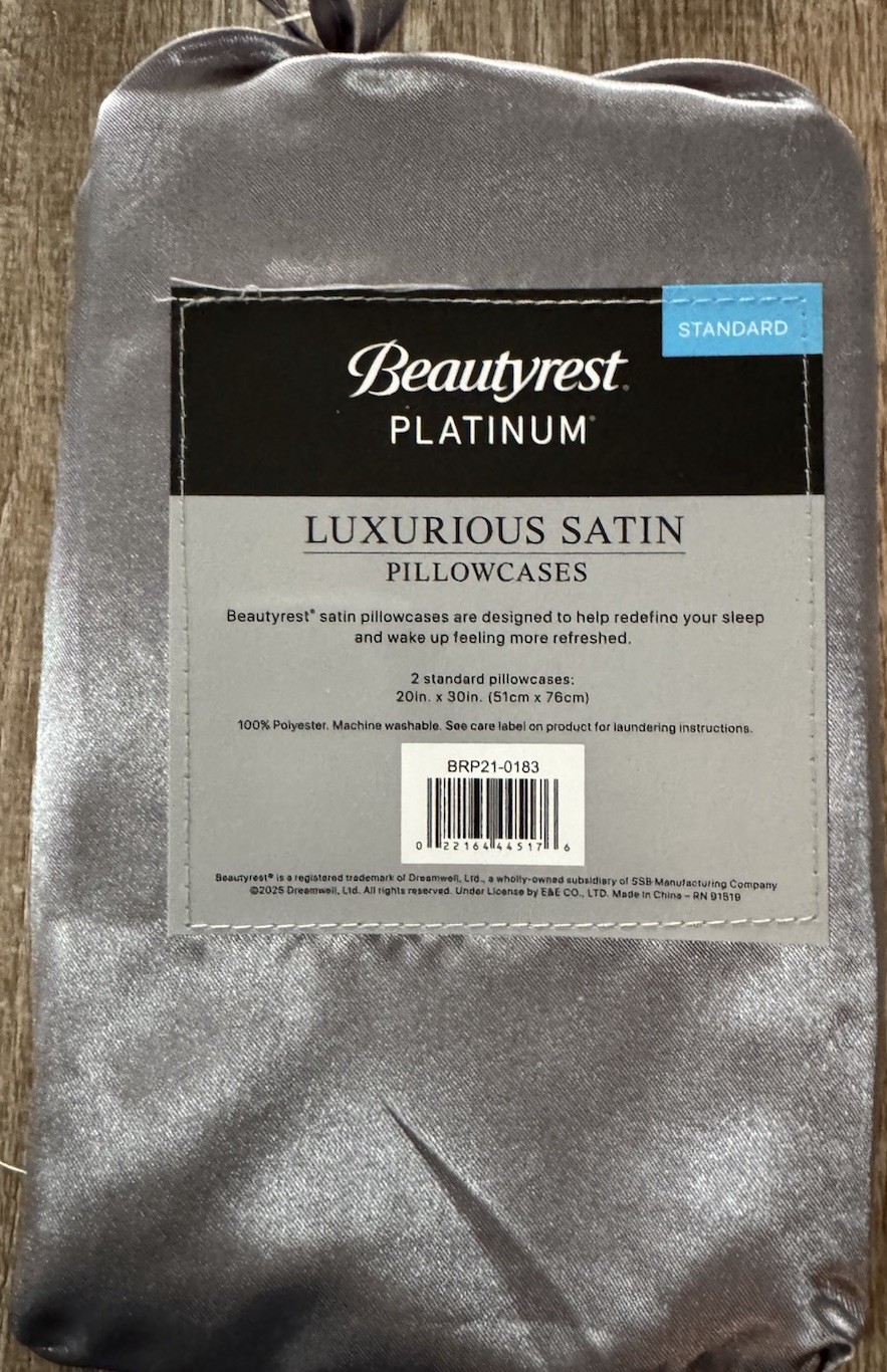(2 Pack) Beautyrest Standard Luxurious Satin Silk Pillowcase Soft Bedding Pillow gallery