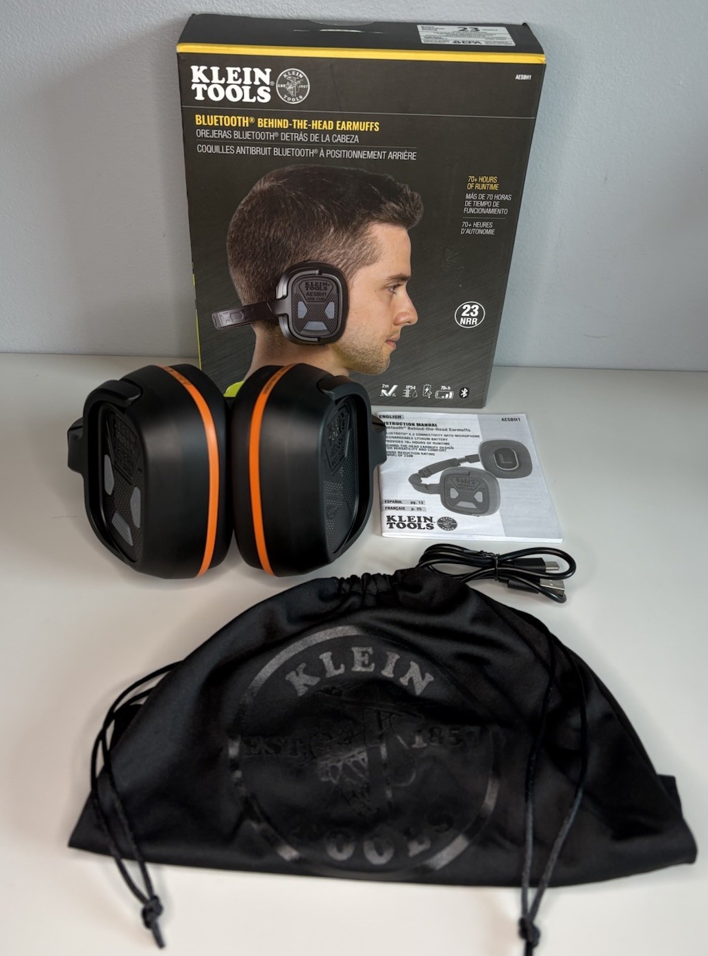 Klein Tools AESBH1 Bluetooth Behind-The-Head Earmuffs NRR 23dB IP54 gallery