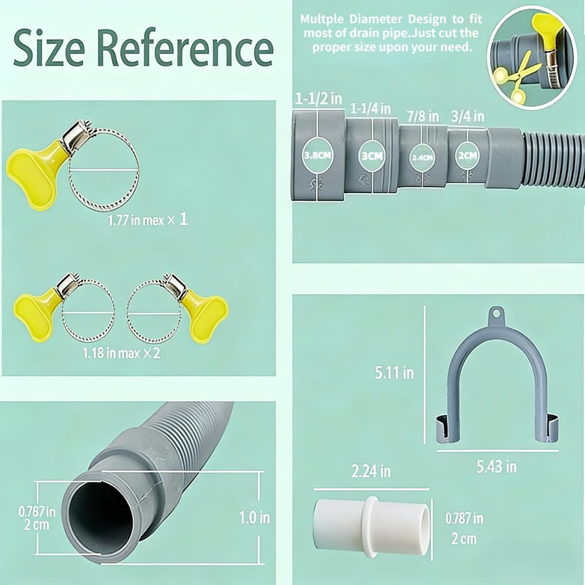 Universal Washing Machine Drain Hose Extension Portable Washer 6.5FT gallery
