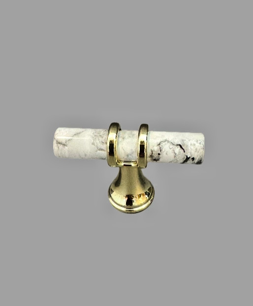 Kitchen Knobs Gold Tone Faux Marble 6 Pack Single Hole T 2" Long gallery
