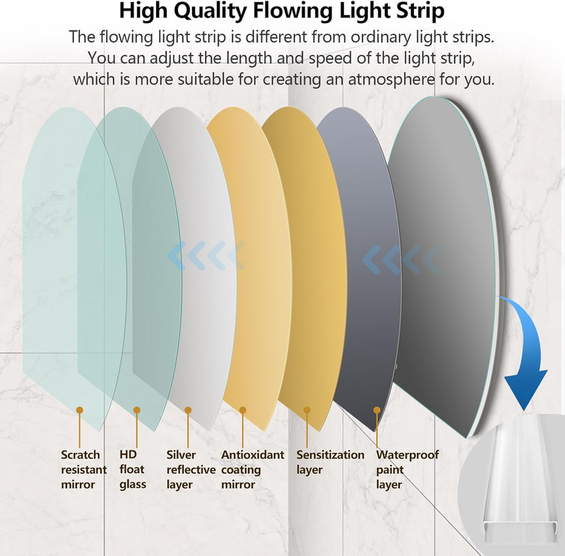40" LED Half Moon Mirror - Backlit, Anti-Fog, Frameless for Bathroom & Entryway gallery