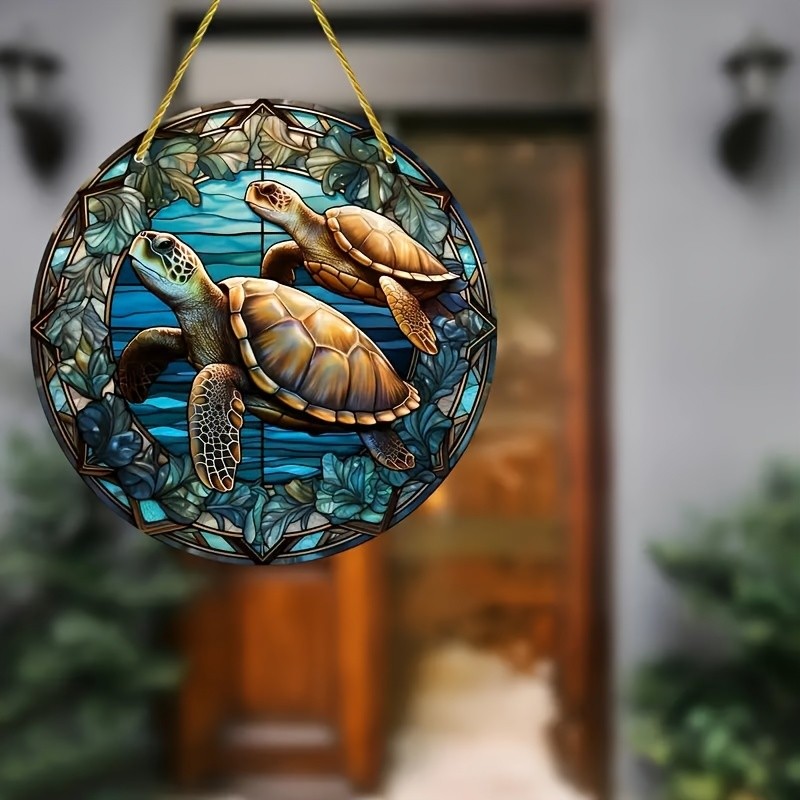 Ocean Animal Turtle Acrylic Sun Catcher Round Window Hanging Decor Housewarming gallery
