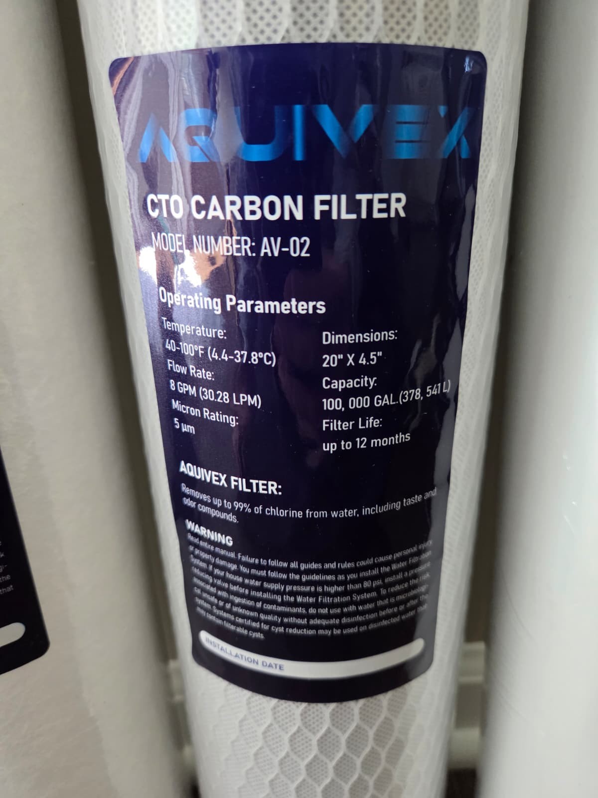 AQUIVEX WHOLE HOUSE WATER FILTER SET - Model Av – 03/AV – 02/Av – 01 NIB gallery