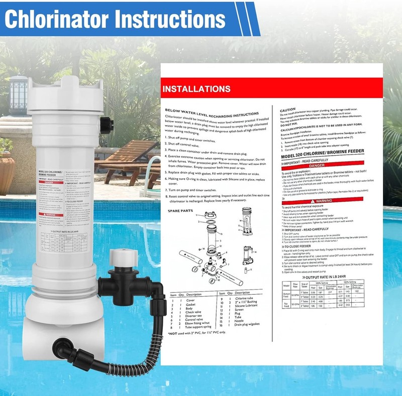 Upgraded320 Pool Chlorinator Automatic Chlorine/Bromine Inline Feeder Compatible gallery