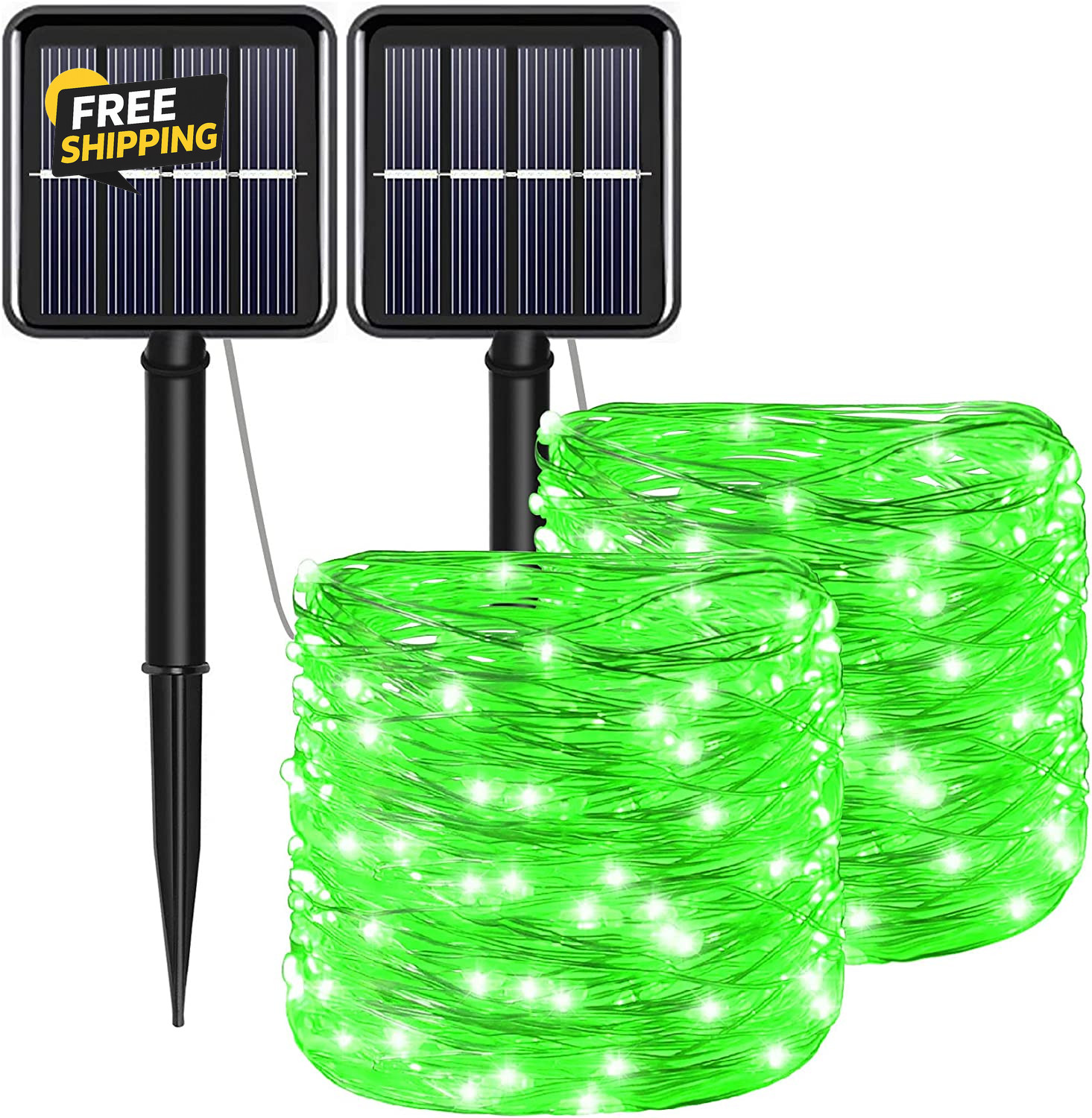 Green Solar Fairy String Lights Outdoor, 2 Pack Each 100LED 8 Modes Copper Wire gallery
