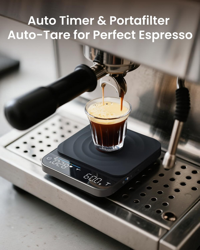 Espresso Scale with Timer, Rechargeable Coffee Scale with Flow Rate Indicator, 0 gallery