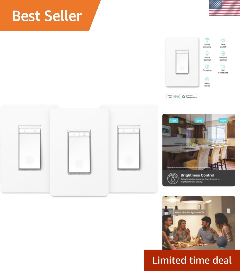 Smart Dimmer Switch 3-Pack - Alexa & Google Home Compatible, Voice Control gallery