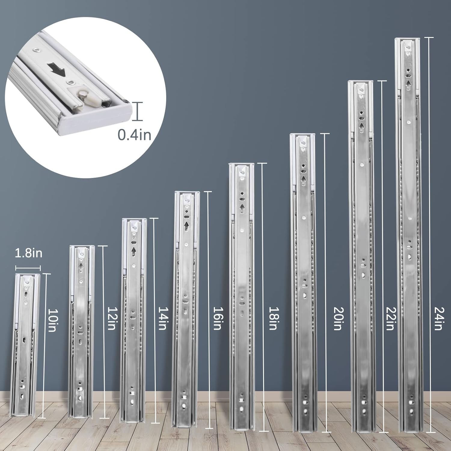 Soft Close Drawer Slides - 18", 6 Pairs, Full Extension, 100lb Capacity gallery