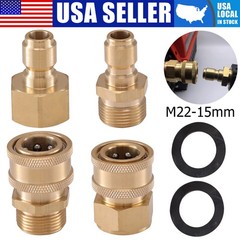 4Pc Pressure Washer Adapter Set Quick Disconnect Kit M22 Swivel to 3/8” Connect