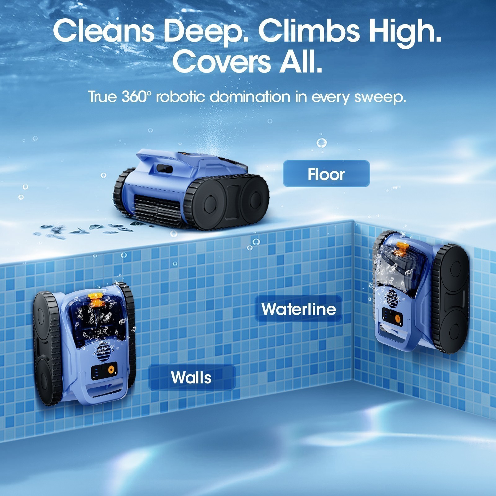 Seauto Pool Cleaner SAT20PRO, 3H Cordless Robotic Pool Vacuum for Inground Pools gallery