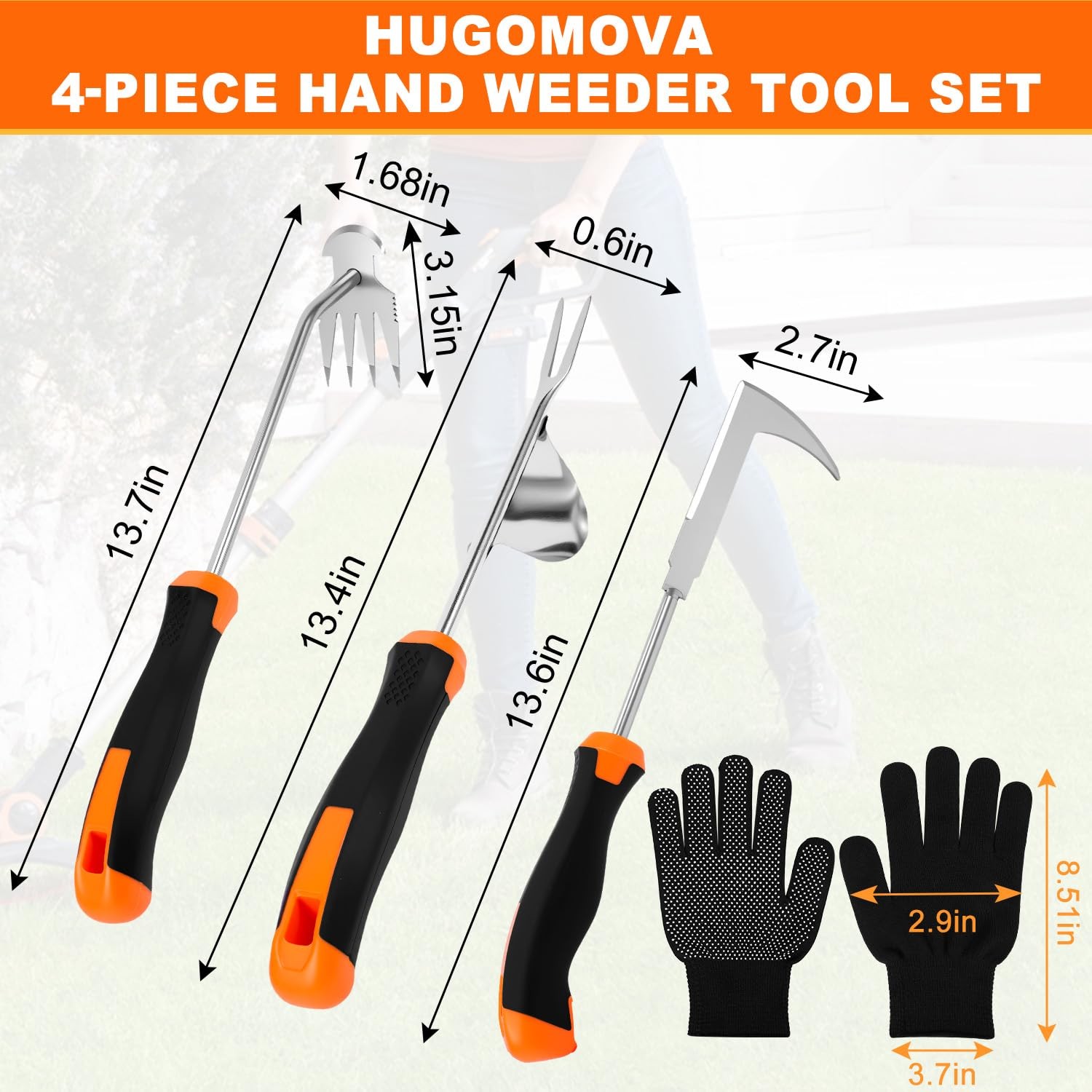 2025 Weed Puller Tool, 4 Pack New Garden Stainless Steel Weeder Tool Black gallery