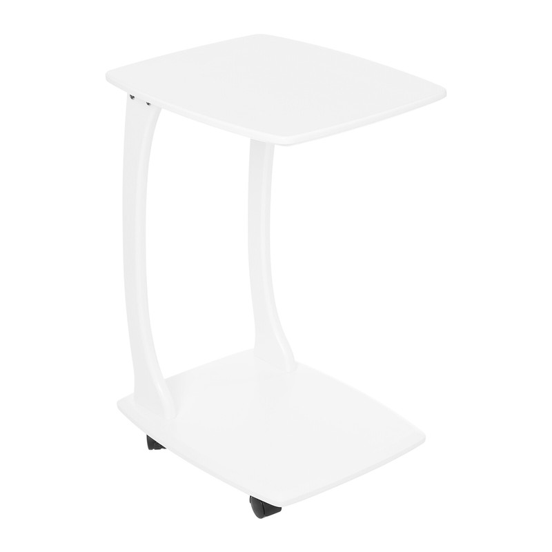 C-Shaped Side Table with Wheels Mobile End Table with Wood Frame Nightstand gallery