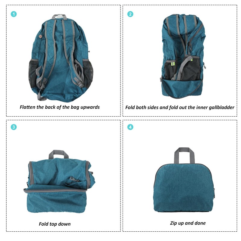 Ultra Lightweight Packable Backpack 25L Foldable Hiking Daypack Teal Blue 3