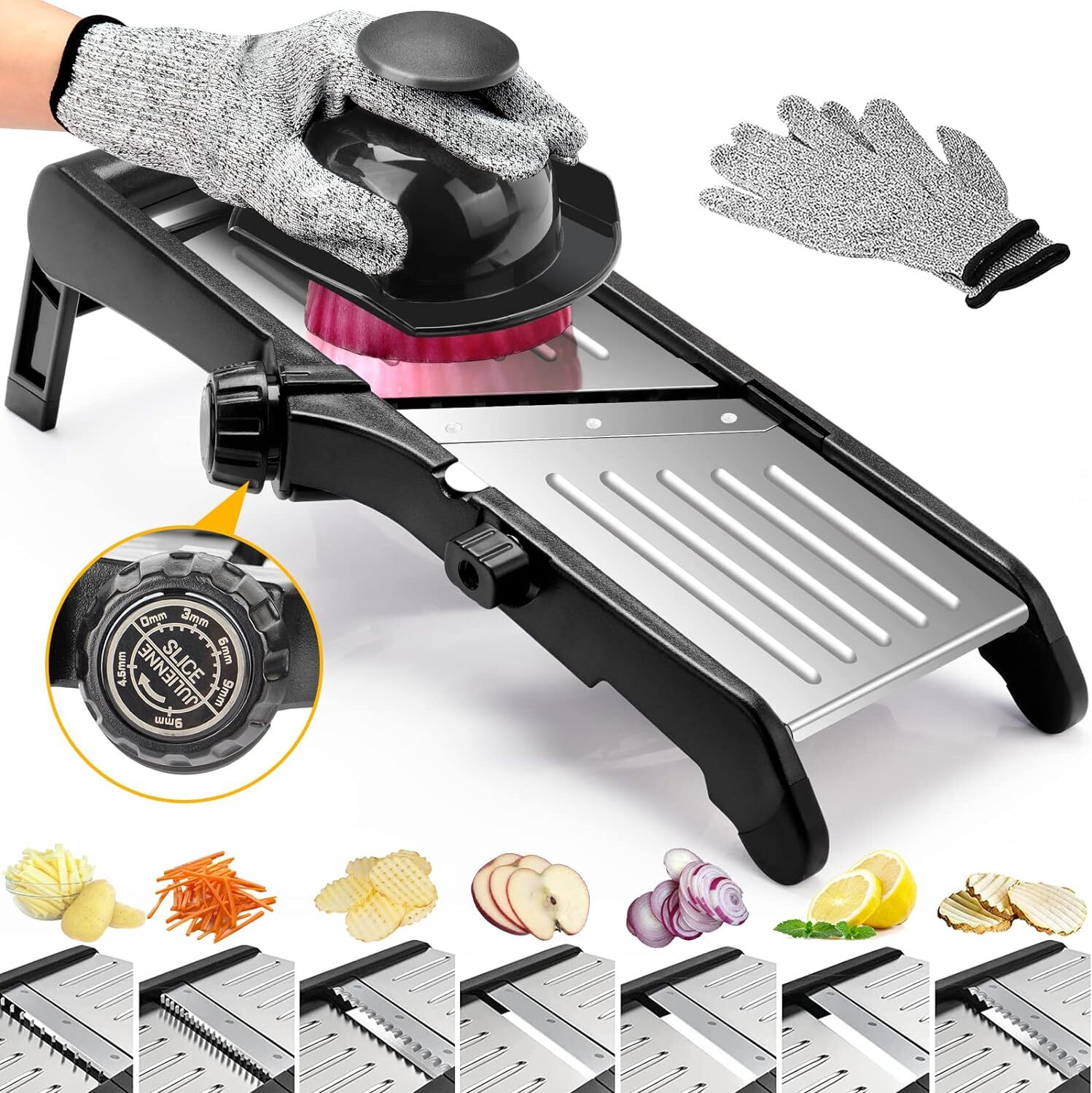 7-in-1 Adjustable Stainless Steel Mandoline Vegetable Food Slicer for Kitchen - gallery