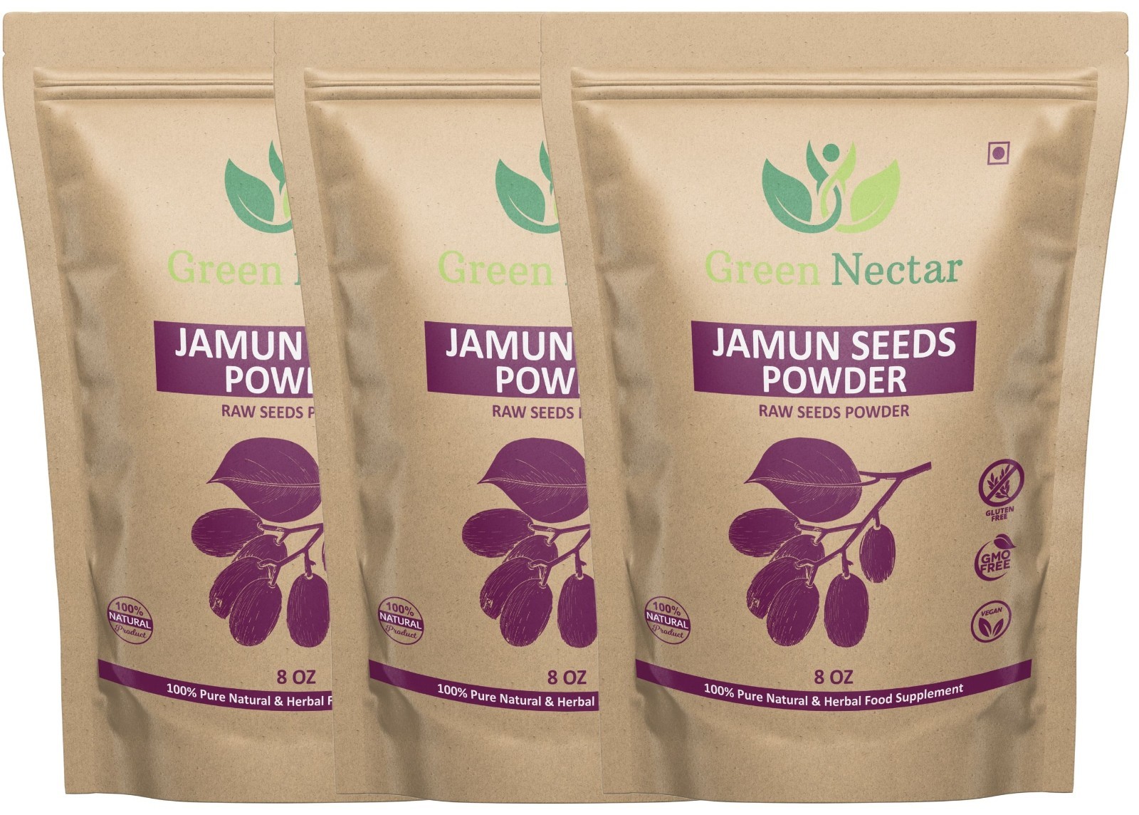 Jamun Seed Powder 8 Ounces(3 pack)| Jambul | Syzygium Cumini | Indian BlackBerry gallery