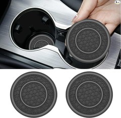 2-Pack Car Cup Holder Coasters, .75 Inch Non-Slip Silicone Insert Color: Gray