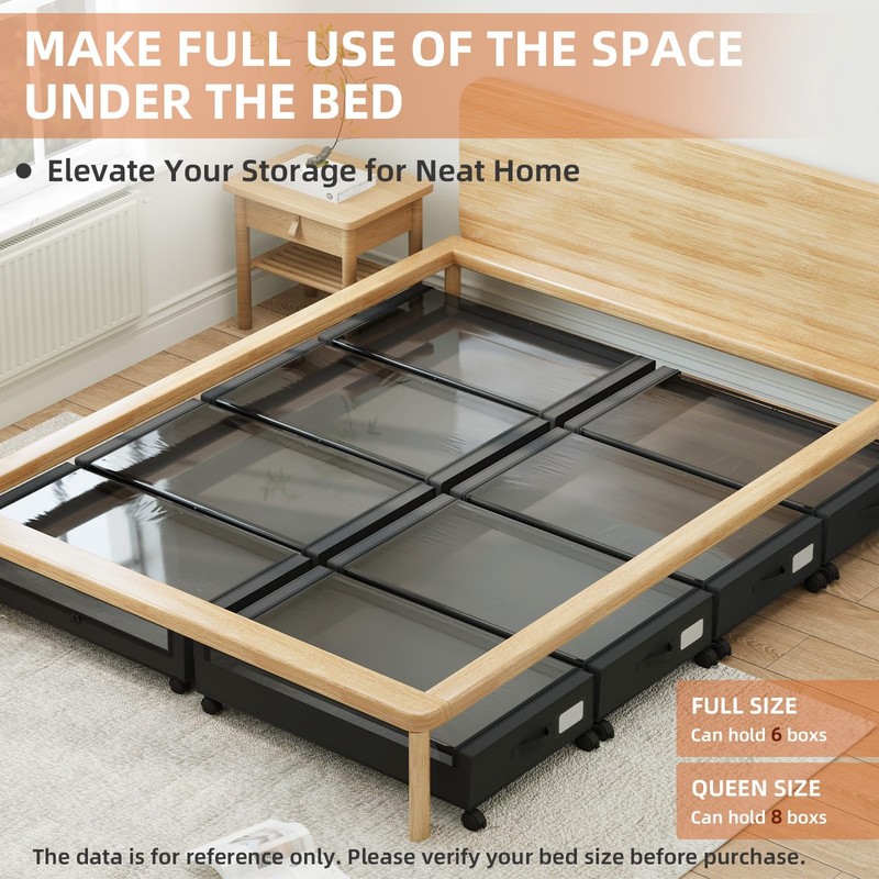 Under Bed Storage with Wheels, 2 Pack Bed Storage Containers with Dividers & ... gallery