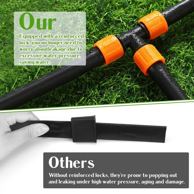 Tujoe 50 Pcs Drip Irrigation Tee Fittings 5/8 Inch Universal Tee Connector Dr... gallery
