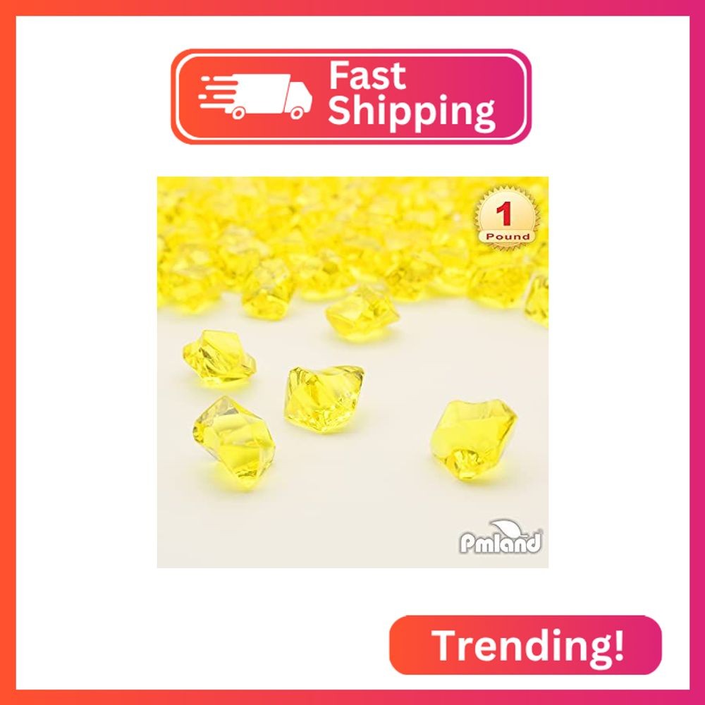 PMLAND Clear Fake Ice Rocks – 180 Pcs Large Yellow Acrylic Gems Crushed Plastic gallery