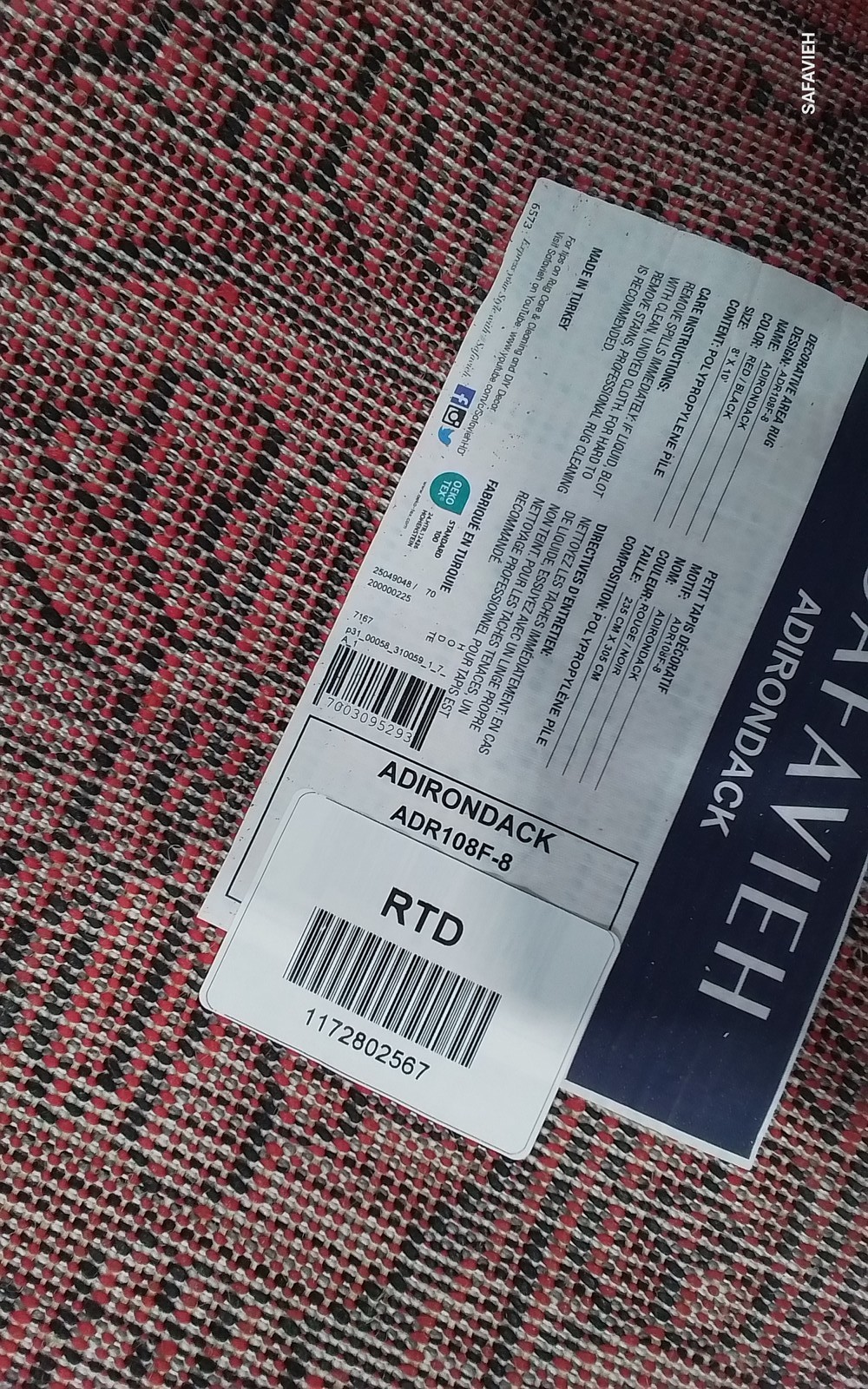 RED / BLACK 8'-0" x 10'-0" Missing Thread Rug Reduced Price 1172802567 ADR108F-8 gallery