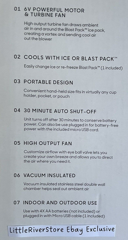 2 x BREEZE BLAST Sharper Image Personal AIR Cooler BLUE+ BLACK Battery / USB NEW gallery
