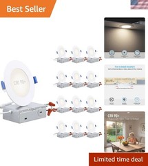 Basic Series 12-Pack 4 Inch Ultra-Thin LED Recessed Lighting with Junction Bo…
