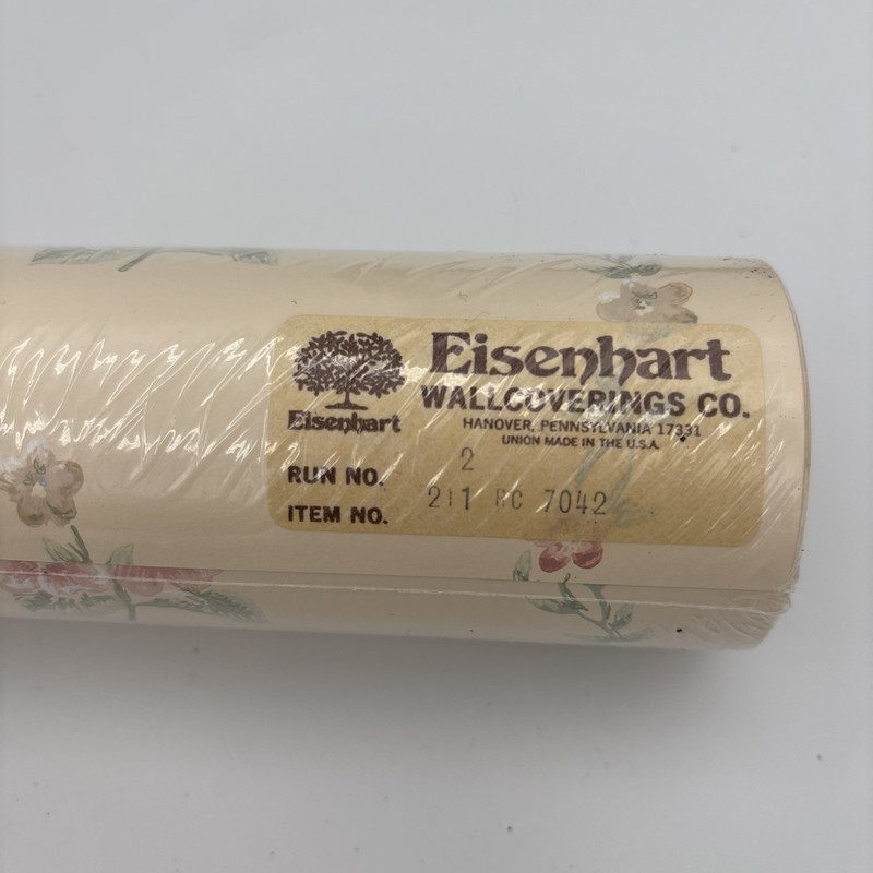 VTG Eisenhart Prepasted Strippable Floral Beige Cottage Roses Girl Wallpaper NOS gallery