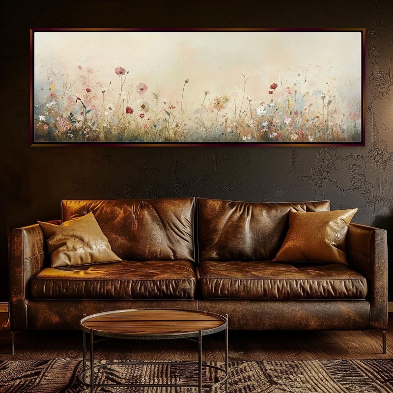 Panoramic Canvas Print Rustic Wildflowers Extra Large Wall Art gallery