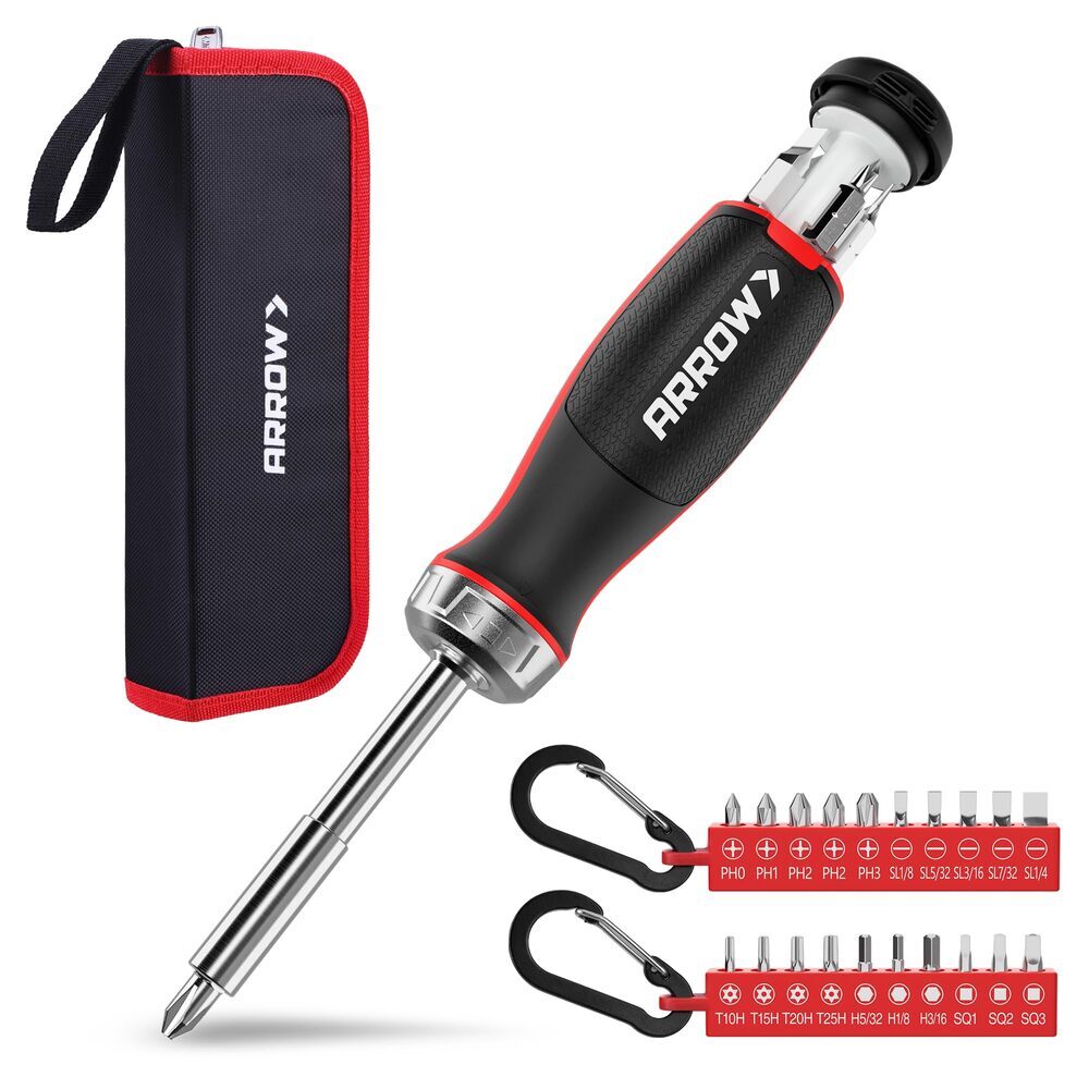 ARROW 27-IN-1 Multi Bit Ratcheting Screwdriver Torx Phillips Slotted Square Bits gallery