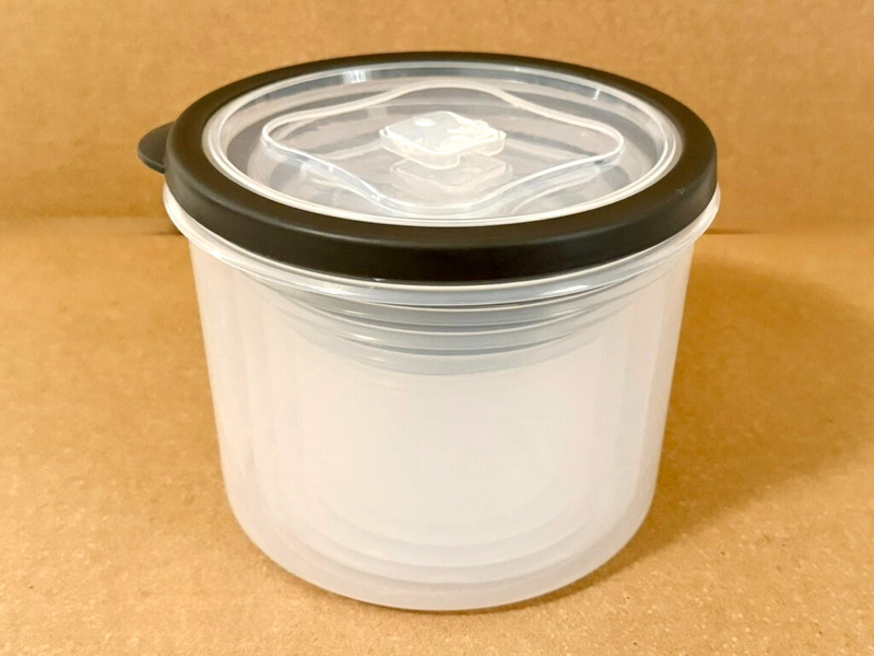 Set Of 5 Nesting Clear Round Plastic Kitchen Containers Lids w/Steamer Popup gallery