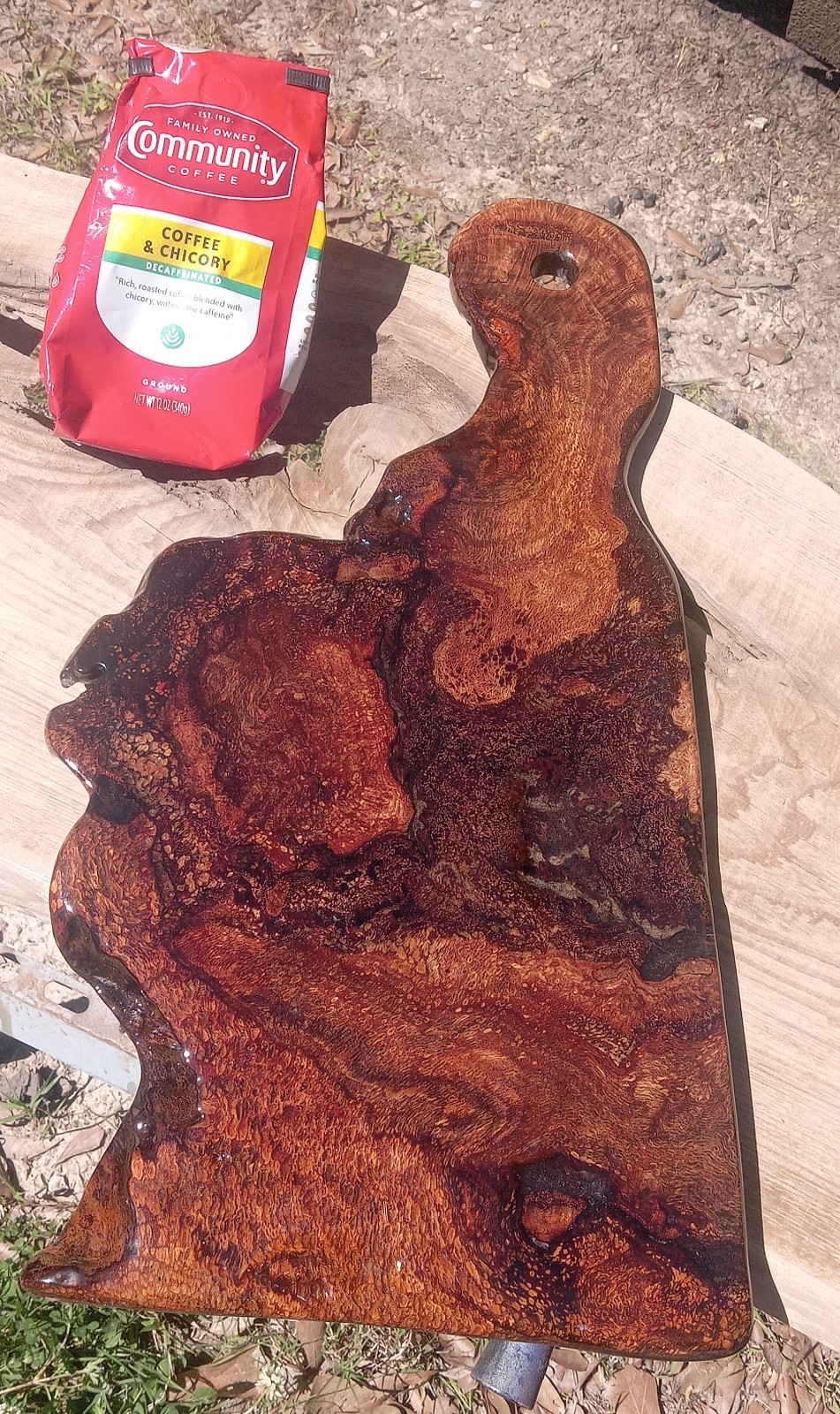 Solid Burl! Southern Red Oak Burl Wood Charcuterie Board Natural Color USA Made! gallery