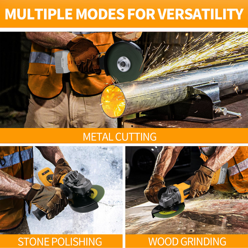 5 inch Cordless Angle Grinder Compatible Dewalt 20V Battery Brushless 11000RPM gallery