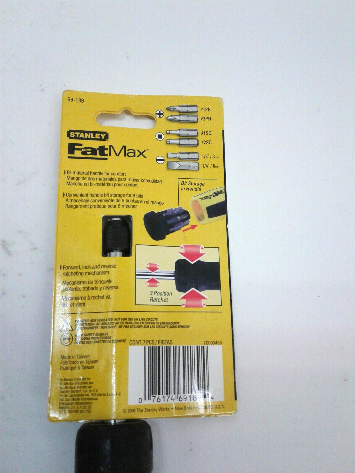 Stanley 69-189 FatMax Multi-Bit Ratcheting Screwdriver 6-In-1 Drive 8-3/4" OAL gallery
