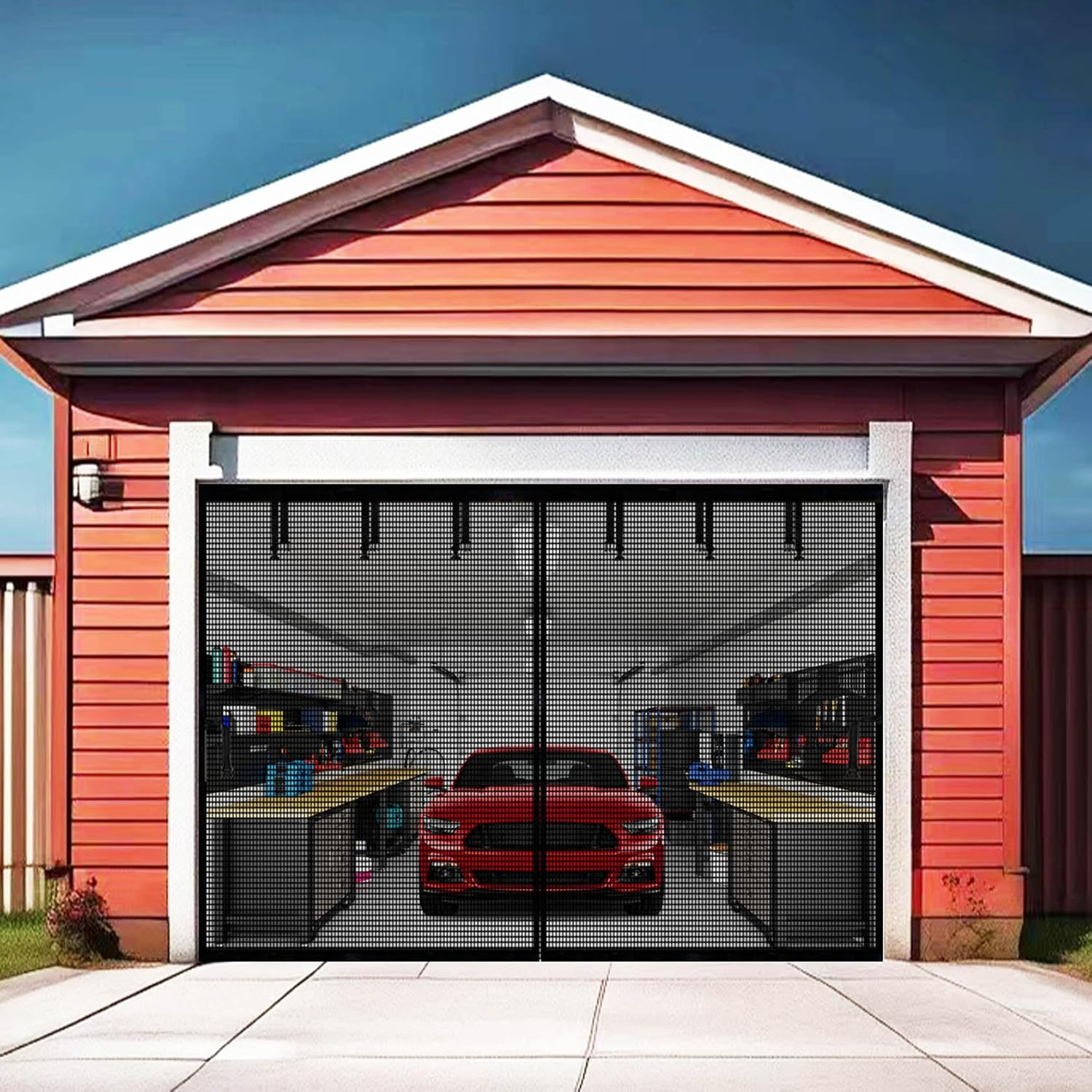 Premium Garage Door Screen for 1 Car Garage 9X7Ft, Durable Heavy Duty Fiberglass gallery